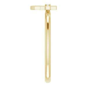 14K Yellow .01 CT Natural Diamond Cross Anchor Ring - BN & CO JEWELRY
