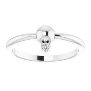 14K White .03 CT Diamond Stackable Bead Ring - BN & CO JEWELRY