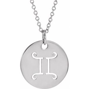 Sterling Silver Gemini Zodiac Disc 16-18" Necklace - BN & CO JEWELRY