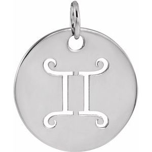 Sterling Silver 16.5 mm Gemini Zodiac Disc Pendant - BN & CO JEWELRY