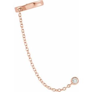 14K Rose 1/10 CT Natural Diamond Single Ear Cuff with Chain - BN & CO JEWELRY