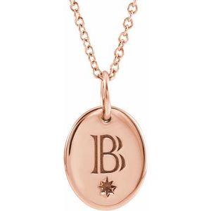14K Rose Oval Engravable Starburst 16-18" Necklace - BN & CO JEWELRY