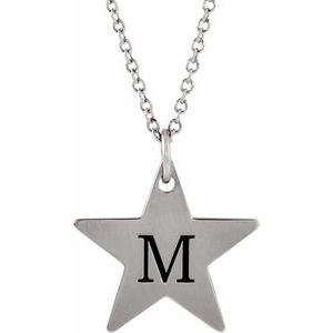 Sterling Silver 18x18 mm Engravable Star 16-18" Necklace - BN & CO JEWELRY