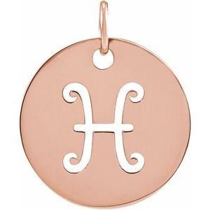 14K Rose 16.5 mm Pisces Zodiac Disc Pendant - BN & CO JEWELRY
