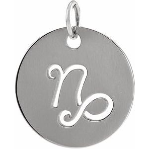 Sterling Silver 16.5 mm Capricorn Zodiac Disc Pendant - BN & CO JEWELRY