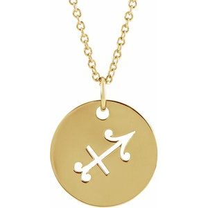 14K Yellow Sagittarius Zodiac Disc 16-18" Necklace - BN & CO JEWELRY