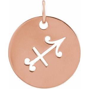 14K Rose 16.5 mm Sagittarius Zodiac Disc Pendant - BN & CO JEWELRY