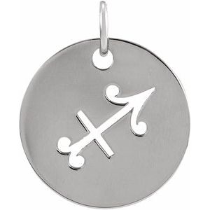 Sterling Silver 16.5 mm Sagittarius Zodiac Disc Pendant - BN & CO JEWELRY