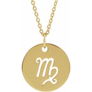 14K Yellow Virgo Zodiac Disc 16-18" Necklace - BN & CO JEWELRY
