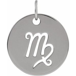 Sterling Silver 16.5 mm Virgo Zodiac Disc Pendant - BN & CO JEWELRY