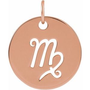 14K Rose 16.5 mm Virgo Zodiac Disc Pendant - BN & CO JEWELRY