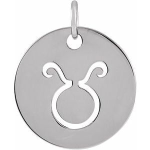 Sterling Silver 16.5 mm Taurus Zodiac Disc Pendant - BN & CO JEWELRY