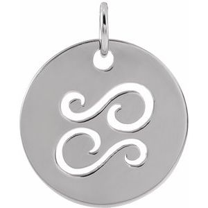 Sterling Silver 16.5 mm Cancer Zodiac Disc Pendant - BN & CO JEWELRY