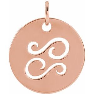 14K Rose 16.5 mm Cancer Zodiac Disc Pendant - BN & CO JEWELRY