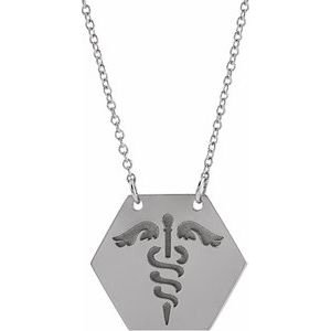 Sterling Silver 17.8x15.5 mm Medical Identification 18" Necklace - BN & CO JEWELRY