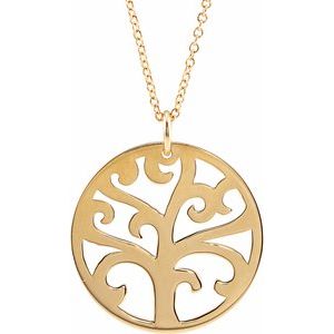 14K Yellow 20 mm Tree 16-18" Necklace - BN & CO JEWELRY