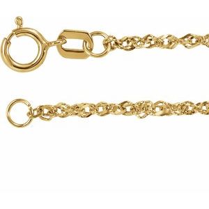 14K Yellow 1.7 mm Diamond-Cut Singapore Chain 7 1/2" Bracelet - BN & CO JEWELRY