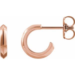 14K Rose 10 mm Knife-Edge Huggie Earrings - BN & CO JEWELRY
