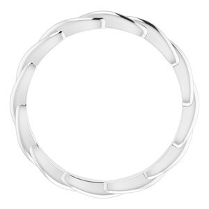 14K White Woven-Design Band Size 7 - BN & CO JEWELRY