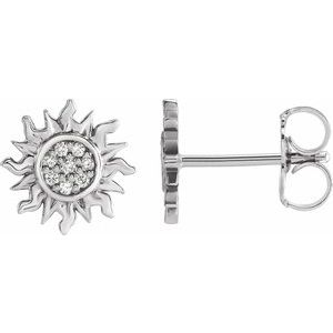 Sterling Silver .02 CTW Natural Diamond Sun Earrings - BN & CO JEWELRY