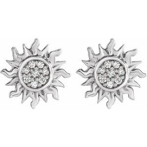 Sterling Silver .02 CTW Natural Diamond Sun Earrings - BN & CO JEWELRY