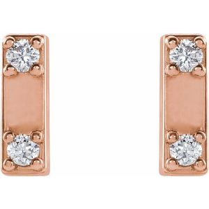 14K Rose .03 CTW Natural Diamond Two-Stone Bar Earrings - BN & CO JEWELRY