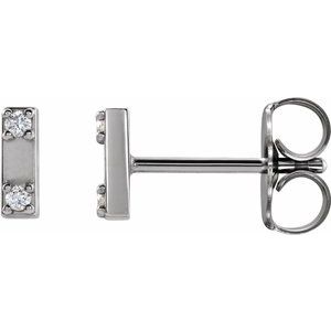 14K White .03 CTW Natural Diamond Two-Stone Bar Earrings - BN & CO JEWELRY