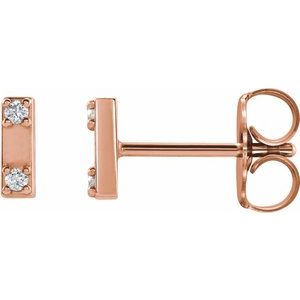 14K Rose .03 CTW Natural Diamond Two-Stone Bar Earrings - BN & CO JEWELRY