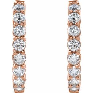 14K Rose 1 CTW Lab-Grown Diamond Inside-Outside Hinged 19.3 mm Hoop Earrings - BN & CO JEWELRY