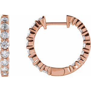 14K Rose 2 CTW Lab-Grown Diamond Inside-Outside Hinged 20 mm Hoop Earrings - BN & CO JEWELRY