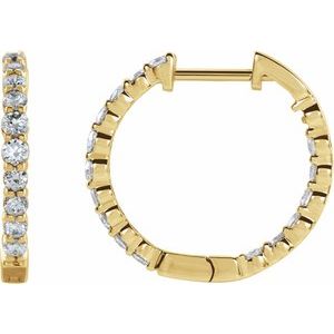 14K Yellow 1 CTW Lab-Grown Diamond Inside-Outside Hinged 19.3 mm Hoop Earrings - BN & CO JEWELRY