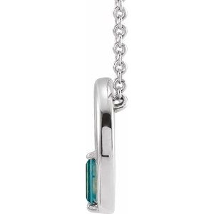 Sterling Silver Natural London Blue Topaz Circle 16-18" Necklace - BN & CO JEWELRY