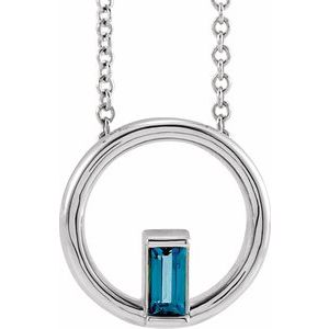 Sterling Silver Natural London Blue Topaz Circle 16-18" Necklace - BN & CO JEWELRY