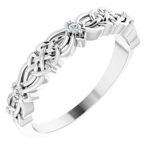 14K White .04 CTW Diamond Celtic-Inspired Band - BN & CO JEWELRY