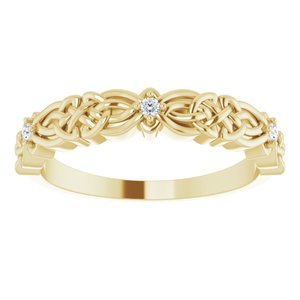14K Yellow .04 CTW Diamond Celtic-Inspired Band - BN & CO JEWELRY