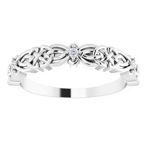 14K White .04 CTW Diamond Celtic-Inspired Band - BN & CO JEWELRY