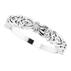 14K White .04 CTW Diamond Celtic-Inspired Band - BN & CO JEWELRY