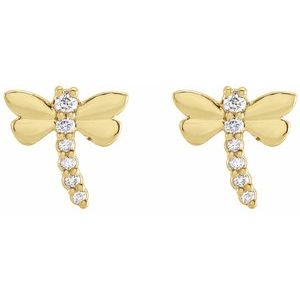 14K Yellow .08 CTW Natural Diamond Dragonfly Earrings - BN & CO JEWELRY