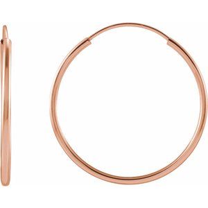 14K Rose 20 mm Flexible Endless Huggie Earrings - BN & CO JEWELRY
