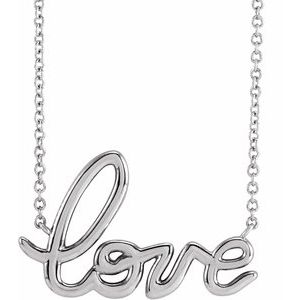 Sterling Silver Love 18" Necklace - BN & CO JEWELRY