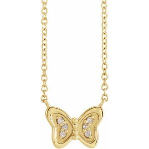 14K Yellow .025 CTW Natural Diamond Butterfly 18" Necklace - BN & CO JEWELRY