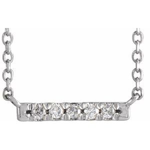 14K White .07 CTW Diamond French-Set Bar 18" Necklace - BN & CO JEWELRY