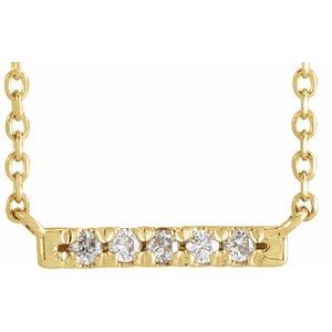 14K Yellow .07 CTW Diamond French-Set Bar 18" Necklace - BN & CO JEWELRY