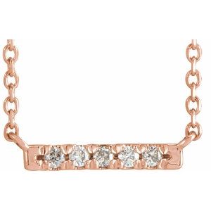 14K Rose .07 CTW Diamond French-Set Bar 18" Necklace - BN & CO JEWELRY