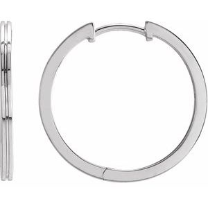 14K White 20 mm Grooved Hoop Earrings - BN & CO JEWELRY