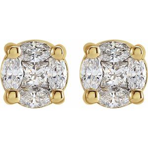 14K Yellow 1/3 CTW Natural Diamond Cluster Earrings - BN & CO JEWELRY