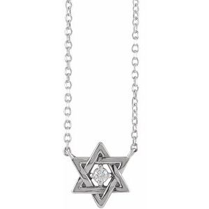 14K White .03 CT Natural Diamond Petite Star of David 18" Necklace - BN & CO JEWELRY