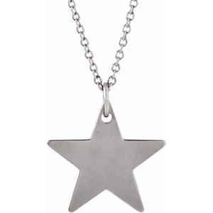 14K White 12x12 mm Star 16-18" Necklace - BN & CO JEWELRY