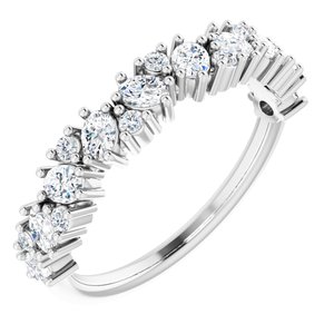 14K White 3/4 CTW Natural Diamond Cluster Anniversary Band - BN & CO JEWELRY