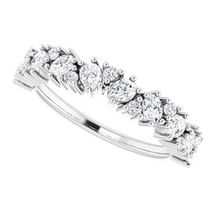 14K White 3/4 CTW Natural Diamond Cluster Anniversary Band - BN & CO JEWELRY